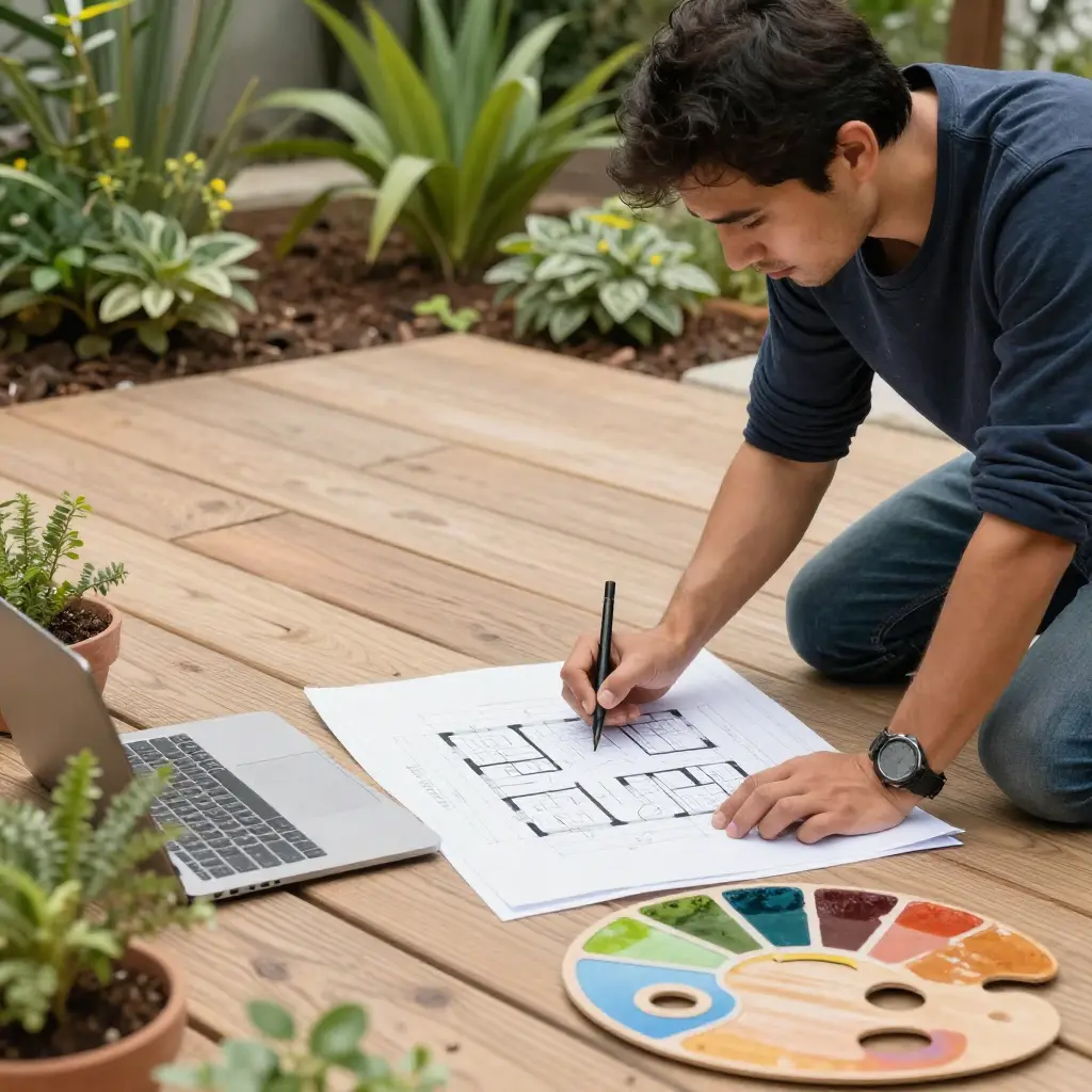 Equipo trabajando en diseño de jardín